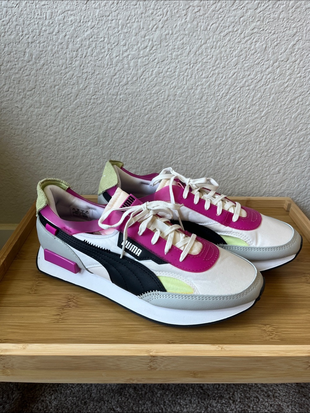 Puma Women's White, Pink & Black Low-Top Sneakers